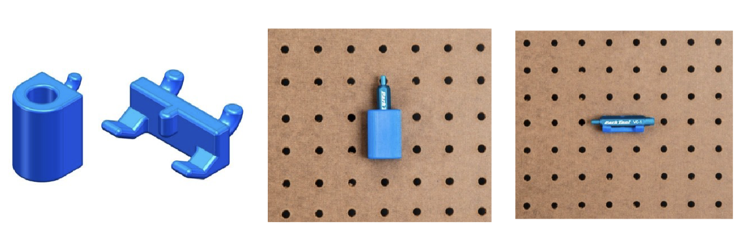 Park Tool 3D printed peg hook holders valve
