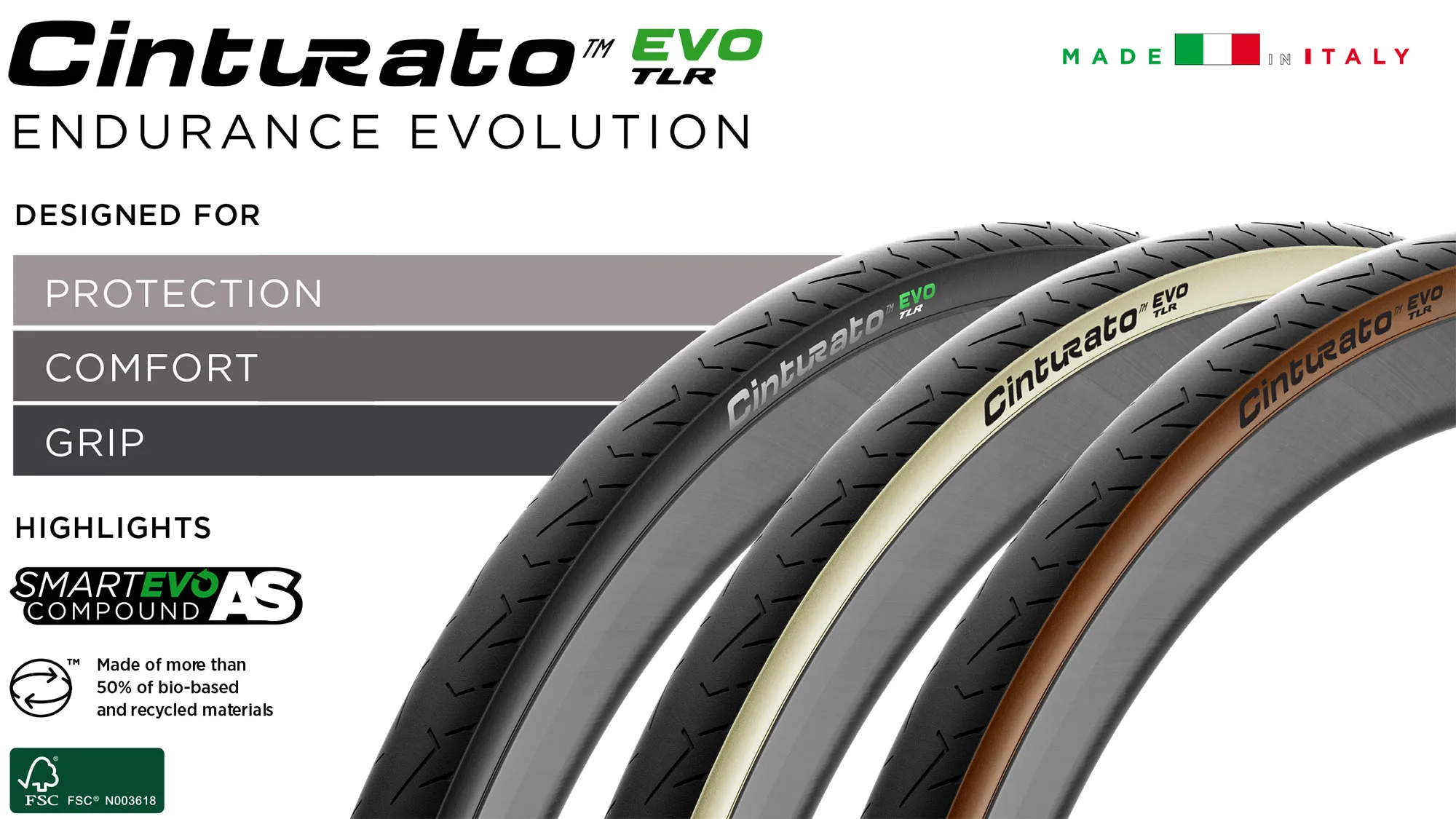 Pirelli Cinturato Evo TLR eco-friendly tubeless enduro road bike tire, details