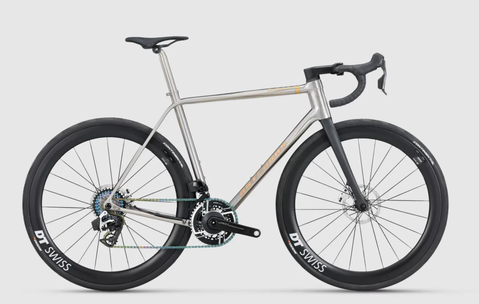 Studio side-shot of the new Van Nicholas Astraeus Titaium road bike.