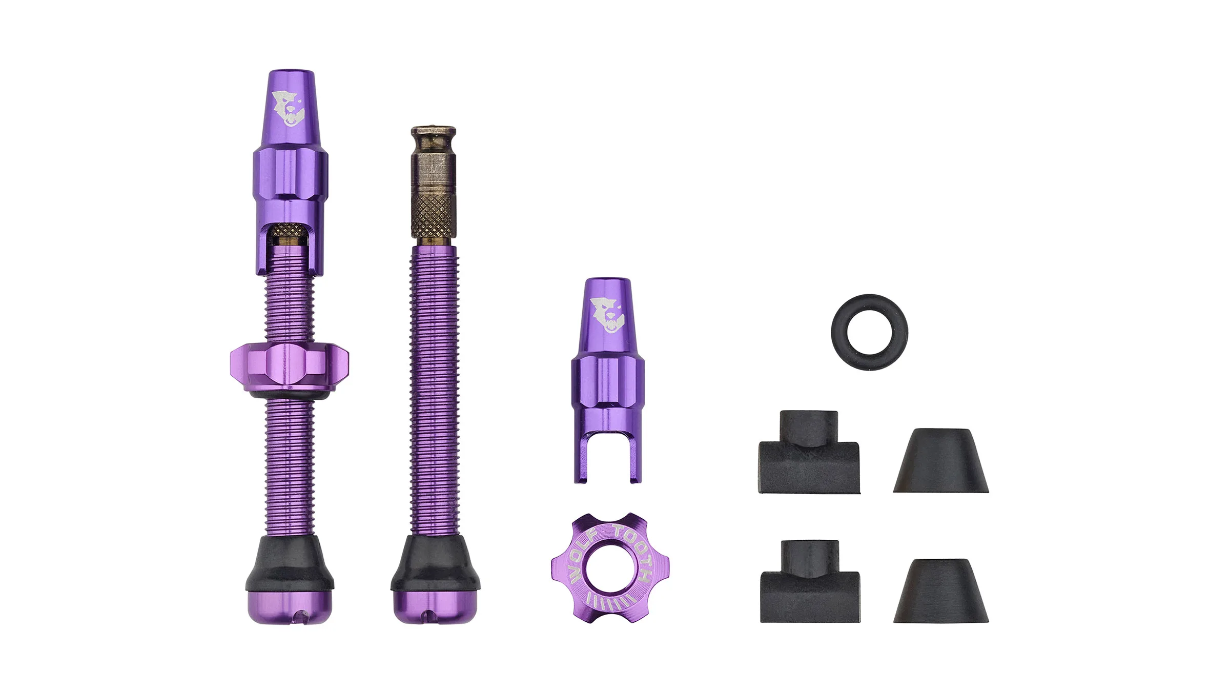 Wolf Tooth adopts Clik Valve for colorful alloy Tubeless Valves, now in purple