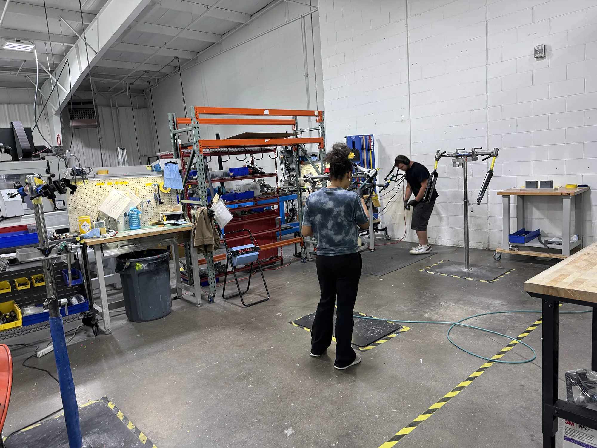allied cycles HQ tour paint masking room.