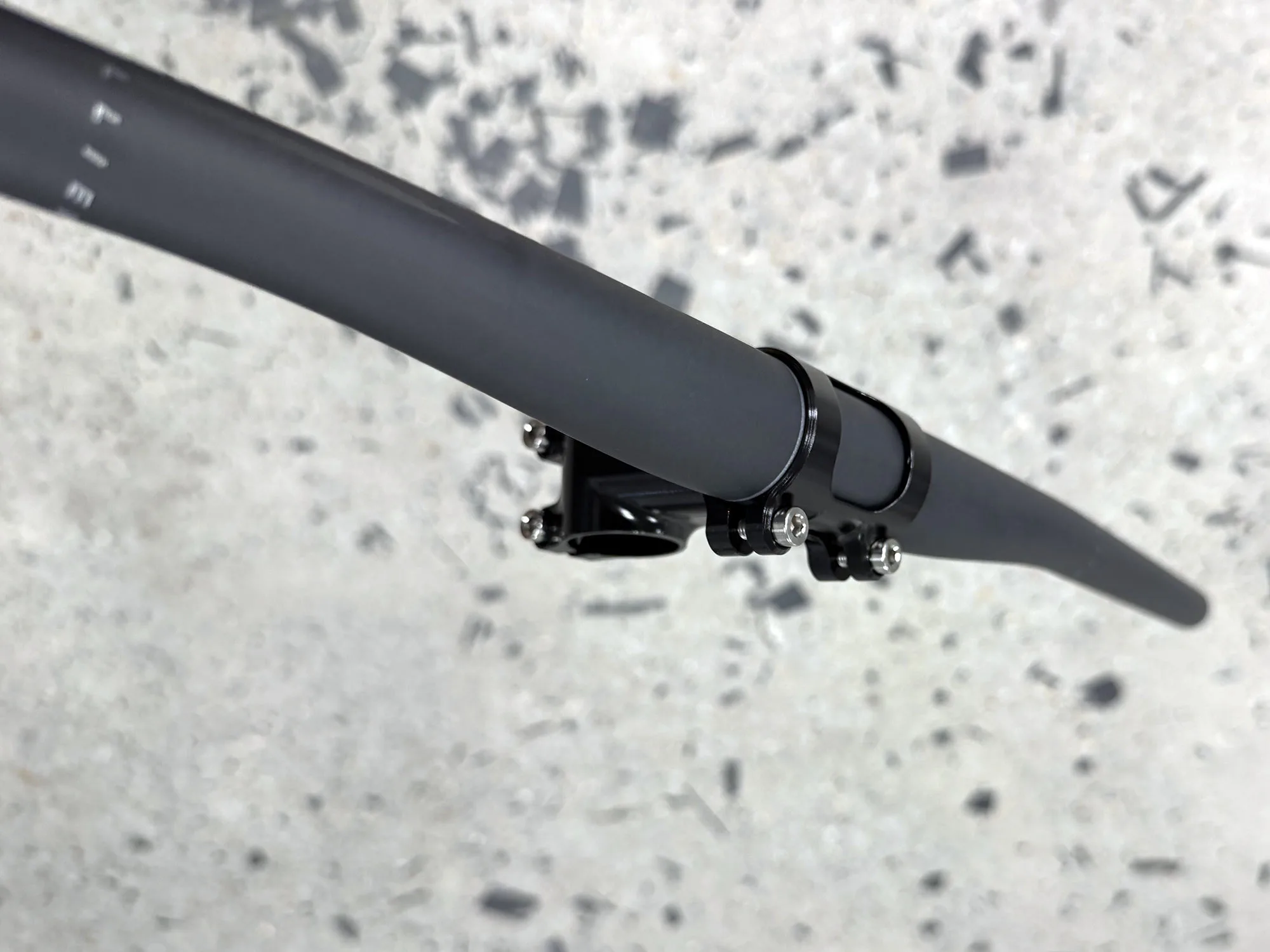 closeup details of allied cycles duet handlebar and stem combo.