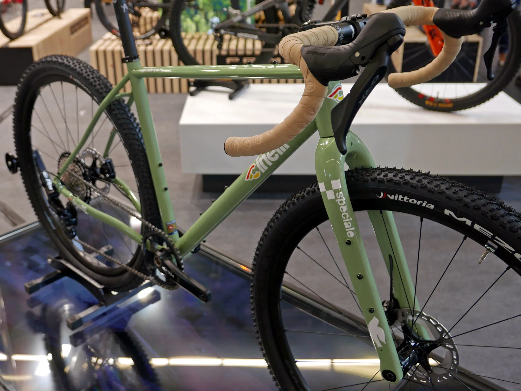 2026 Cinelli Speciale Gravel steel adventure bike, limited Eurobike Agave edition, at the show