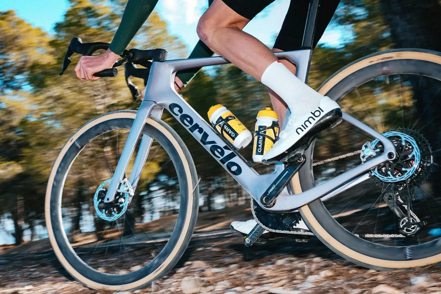 A rider aboard the new Cervelo Aspero 5 gravel bike