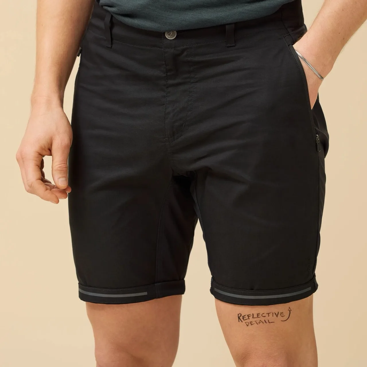 Fjallraven Hoja Collection Hybrid Shorts reflective detail