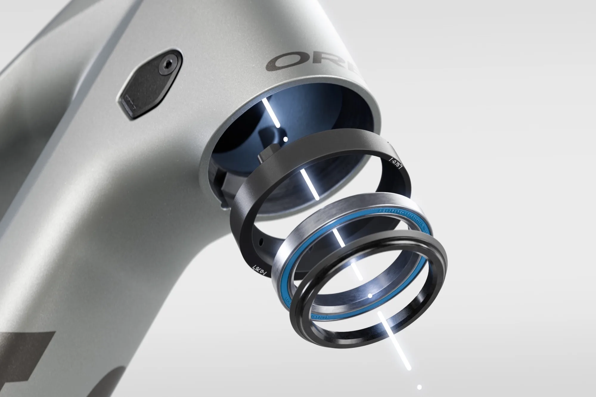 Exploded image of the adjustable headset in the new Orbea Occam models.