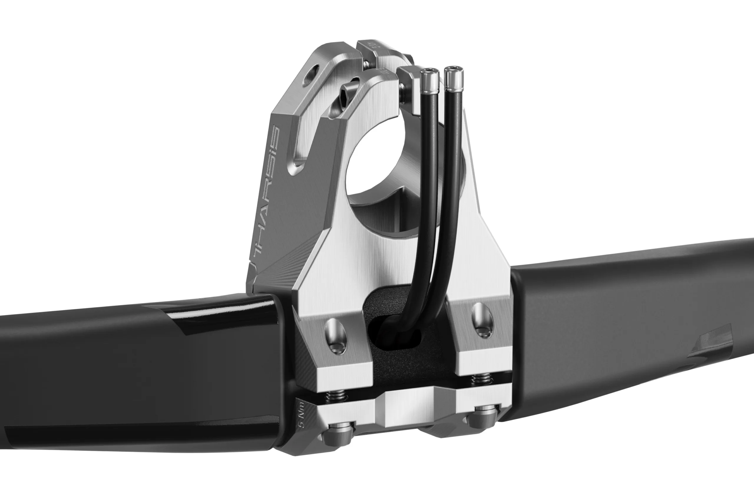 stock image of the bottom of the PRO Tharsis EVO Stem and Handlebar showing cables passing through
