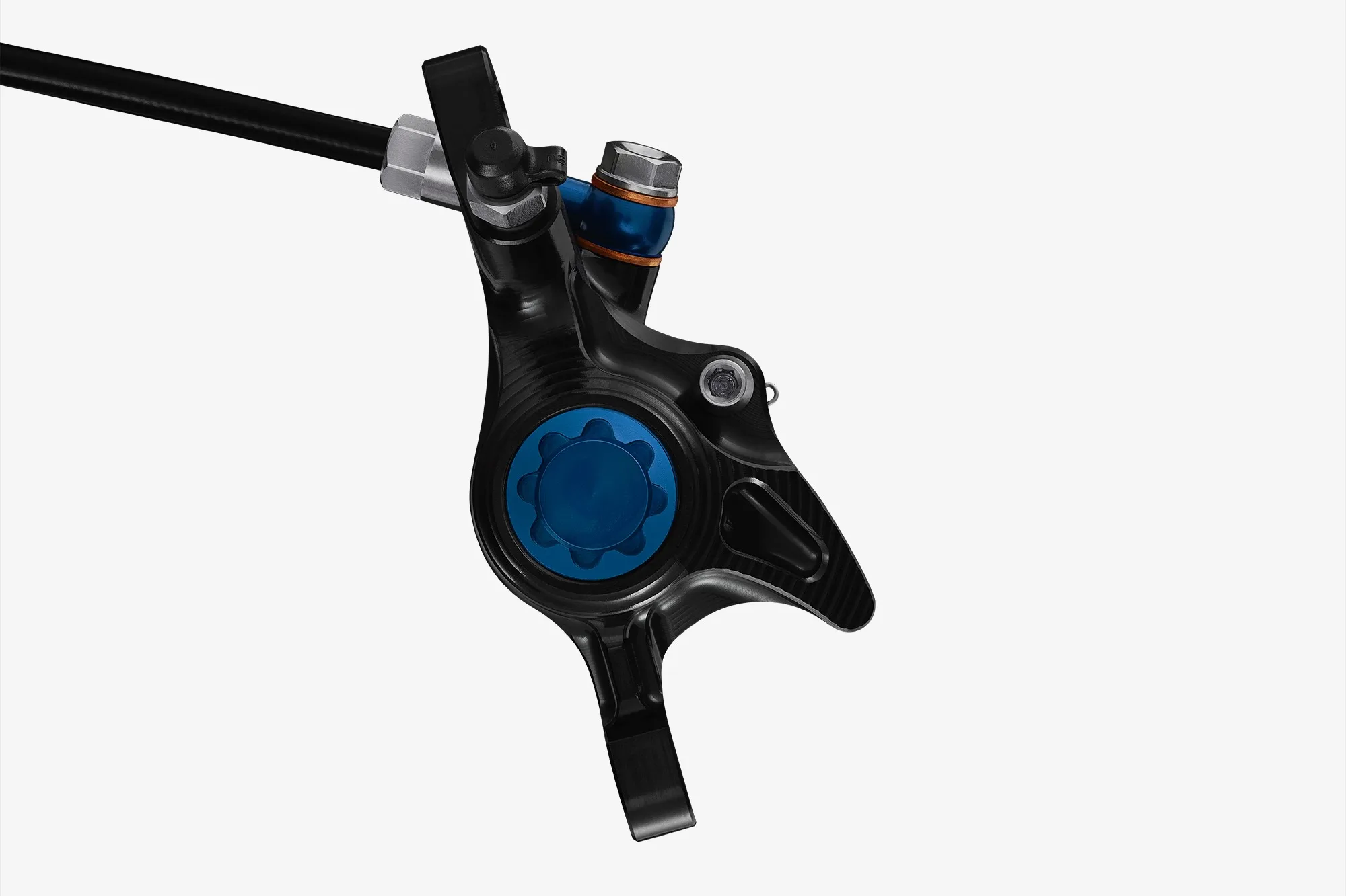 La pinza Hope Evo X2 Brake Caliper en negro con acentos azules