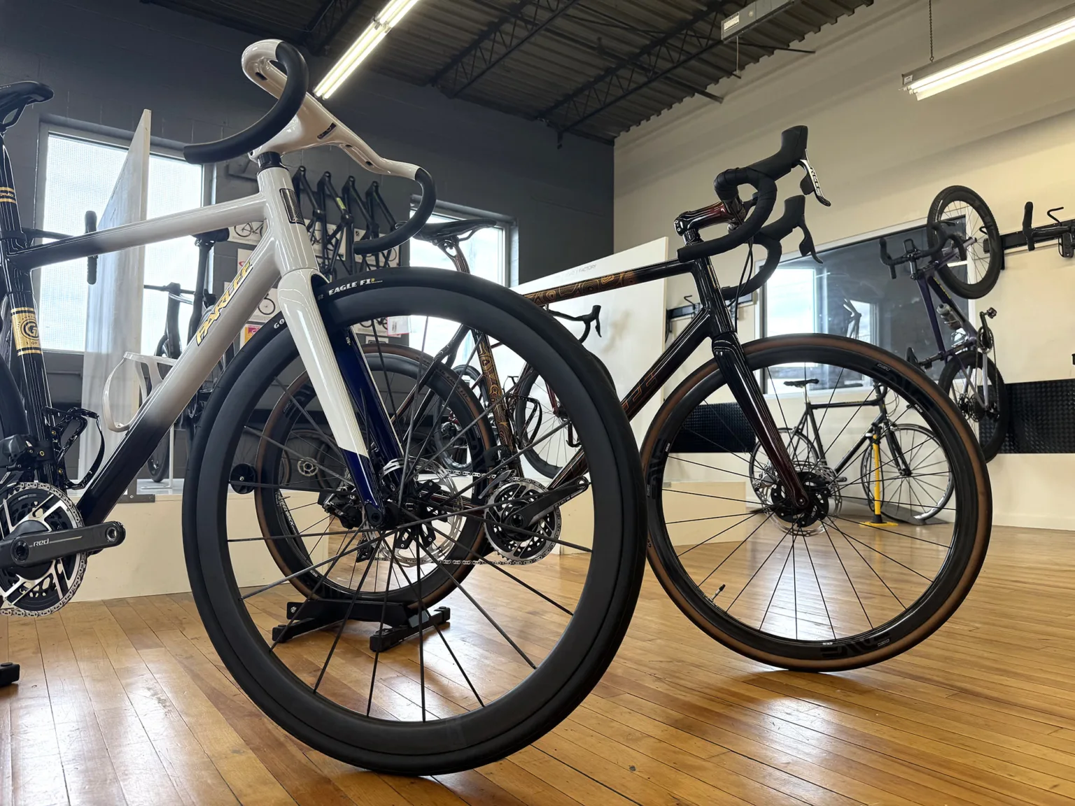 parlee road bikes inside their factory.