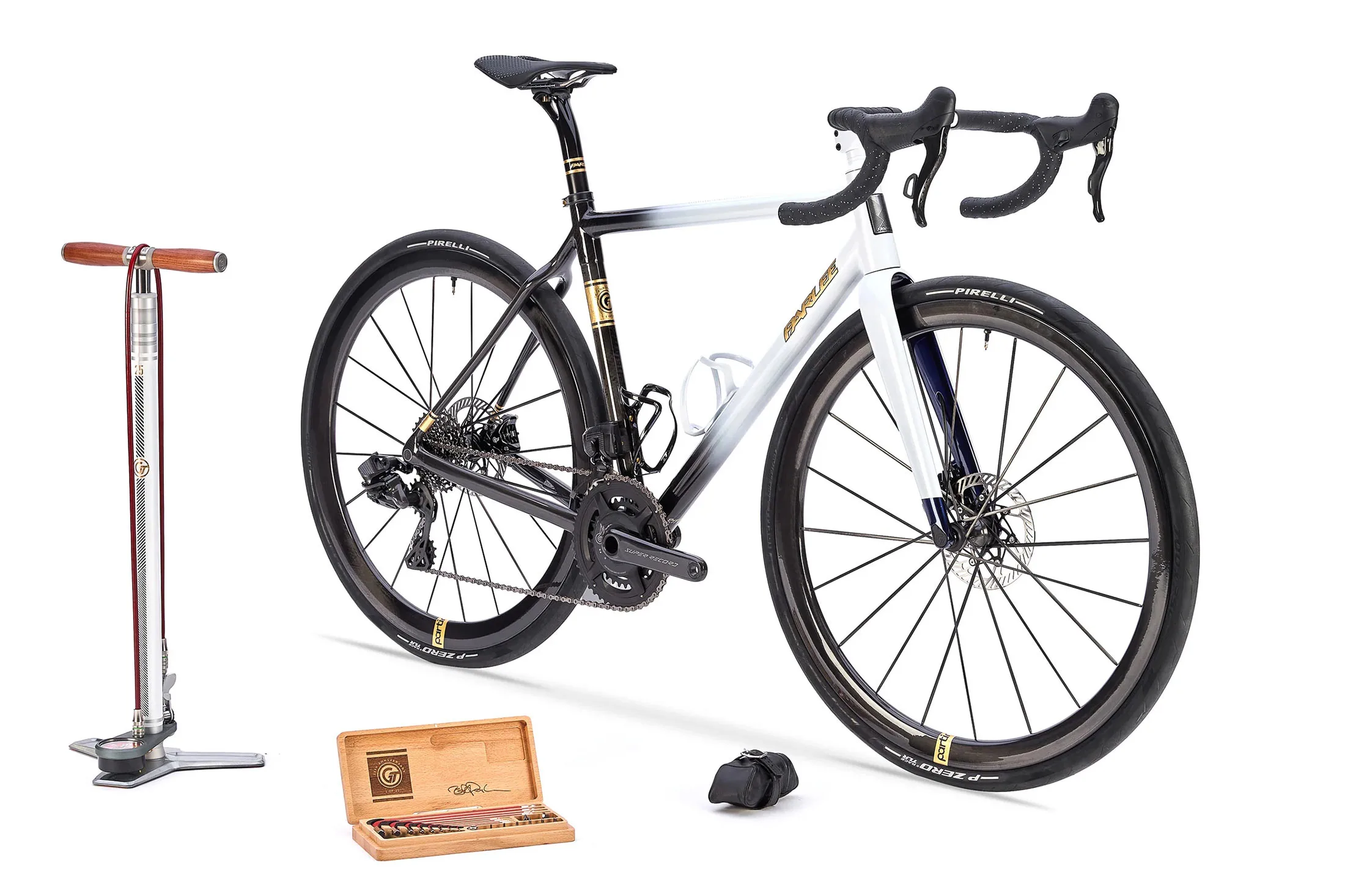 front angle view of new parlee z-zero gt 25th anniversary edition road bike.