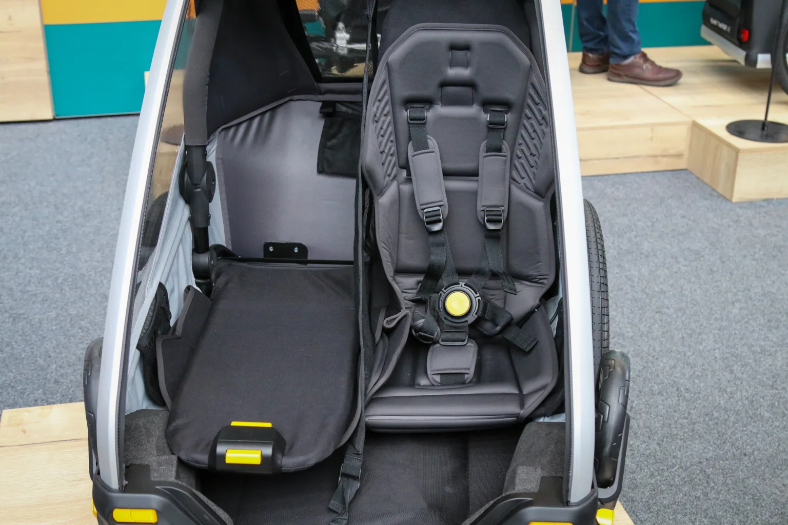 Prototype Burley Solina child trailer lay flat seats
