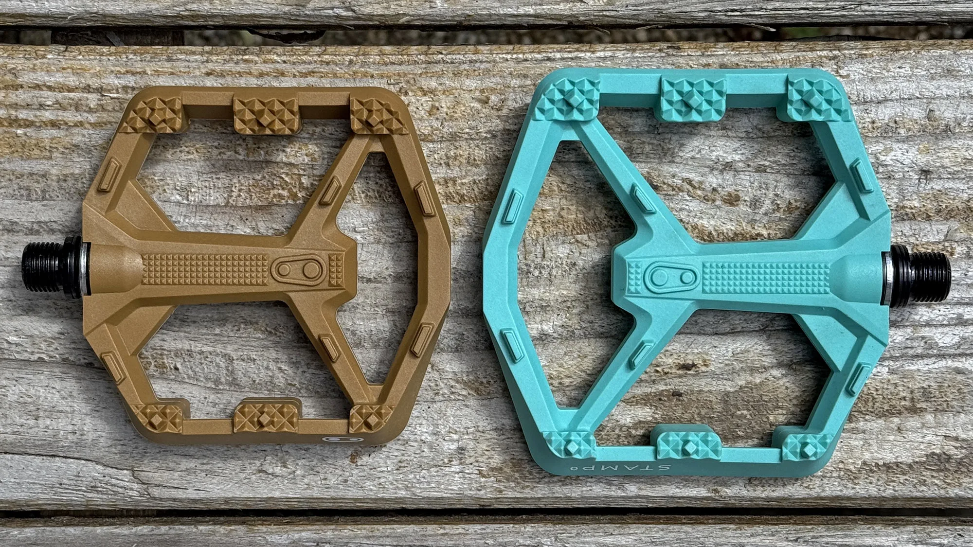 Crankbrothers Stamp 0 plastic platform pedals with grippy molded traction pins, 2 sizes