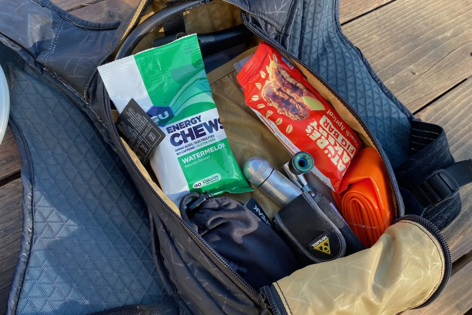 Looking inside a packed storage compartment of the Hydro Pro 1.5.
