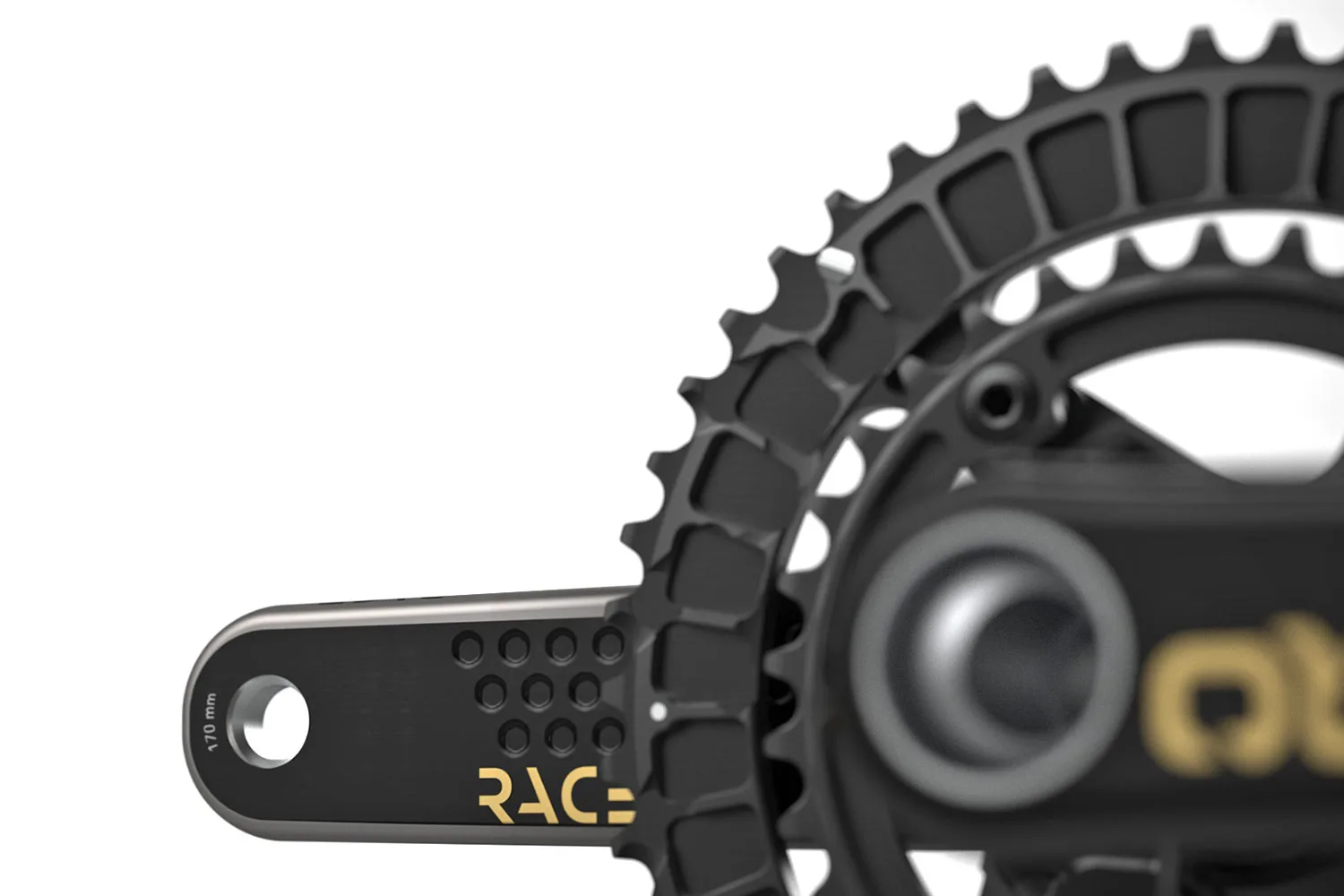 QO Race SL ultralight carbon road bike crankset, backside detail