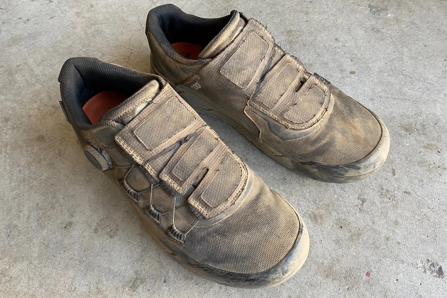 Dust and dirt stuck to the Hellion Clip BOA shoes.