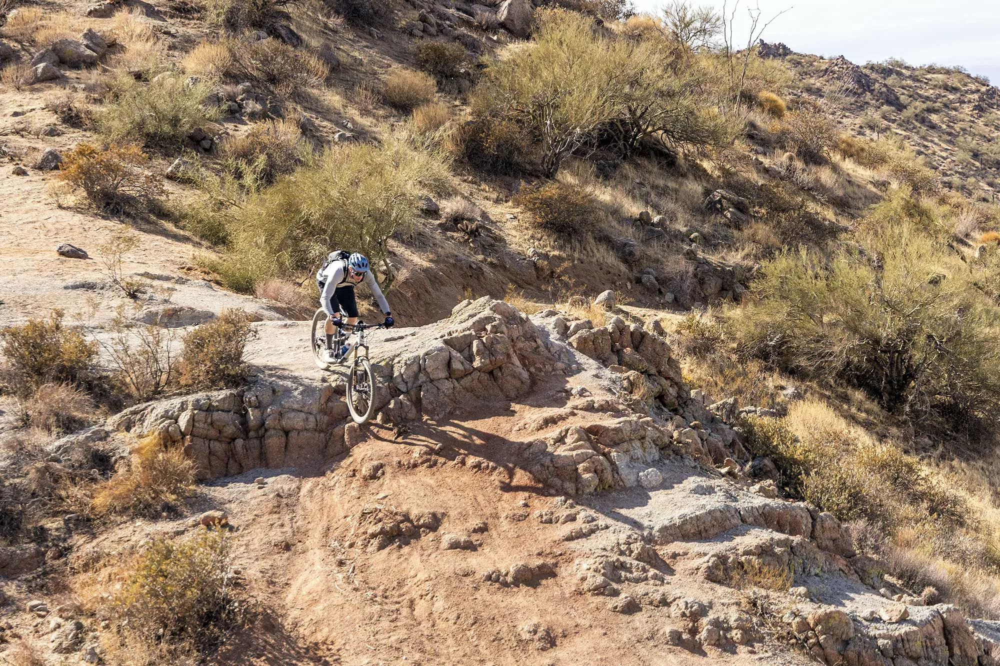riding race face era sl wheels in desert.