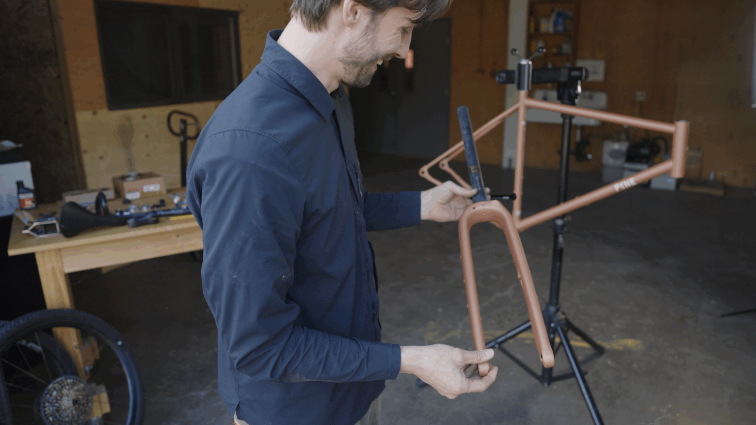 a man holding the ENVE Adventure Fork