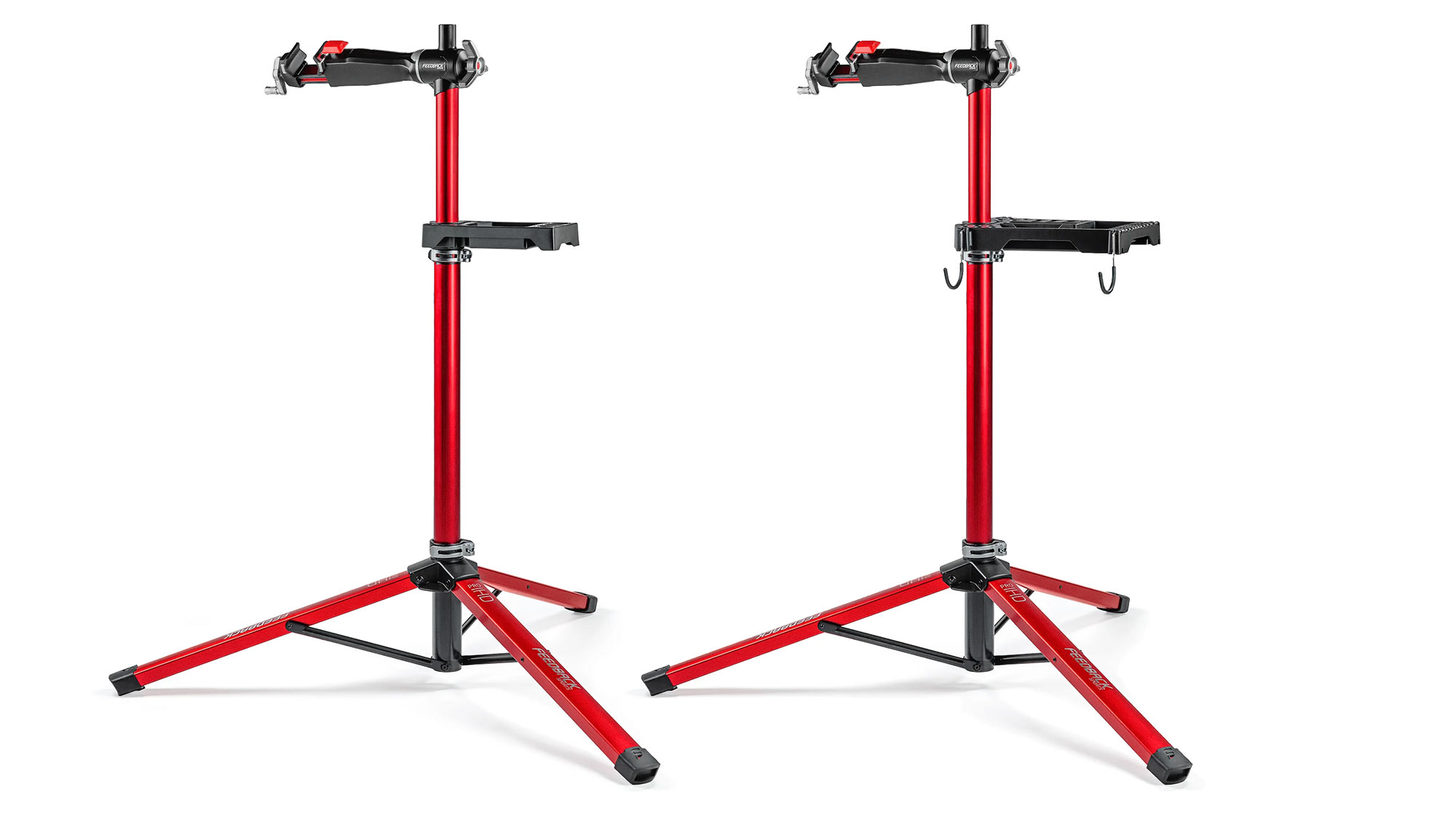 Feedback Sports portable repair stand Tool Tray Gen2 in two new sizes, on Pro Mechanic stands