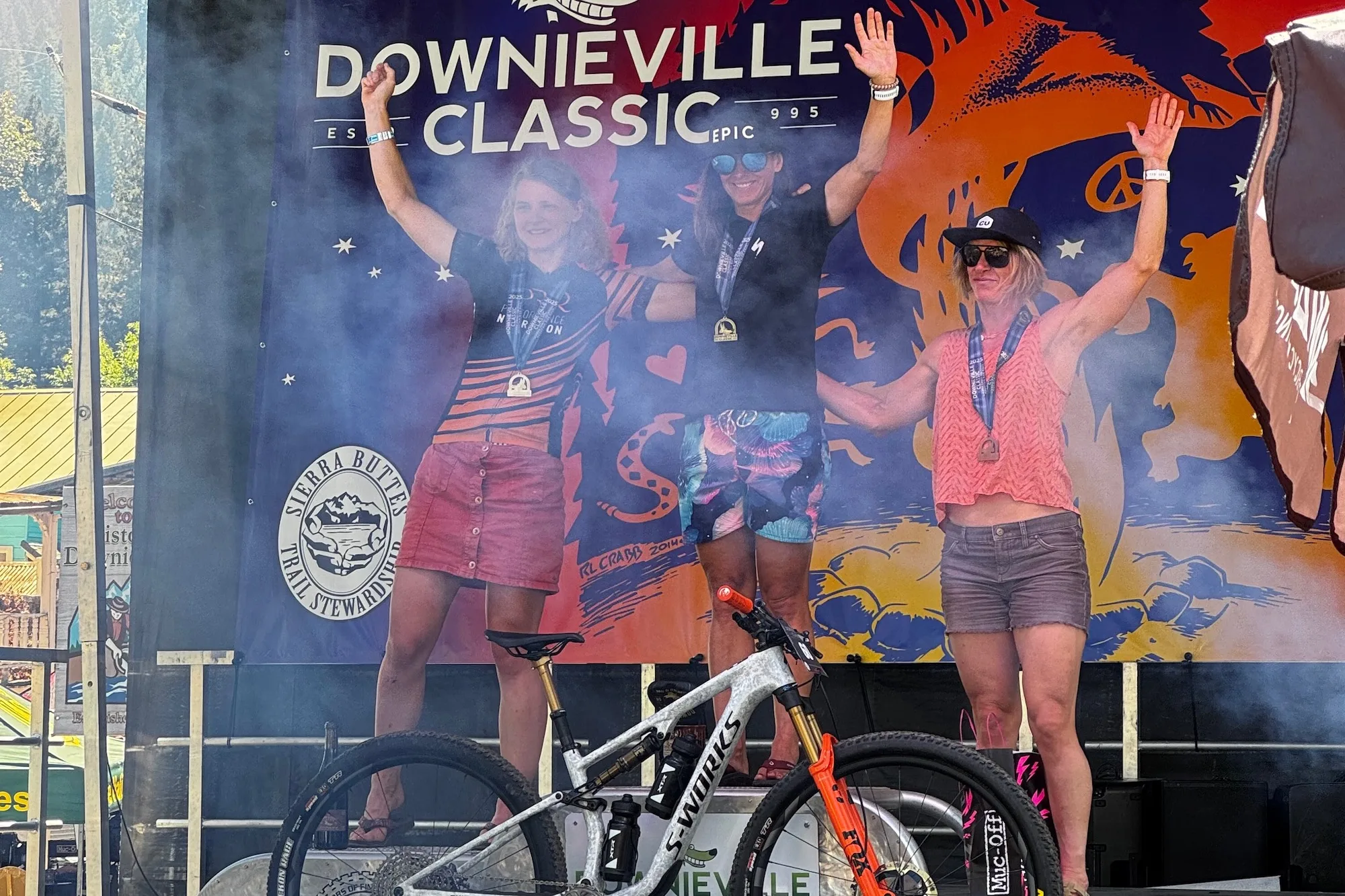 Katerina Nash on the top step of the podium at the Downieville Classic 2025