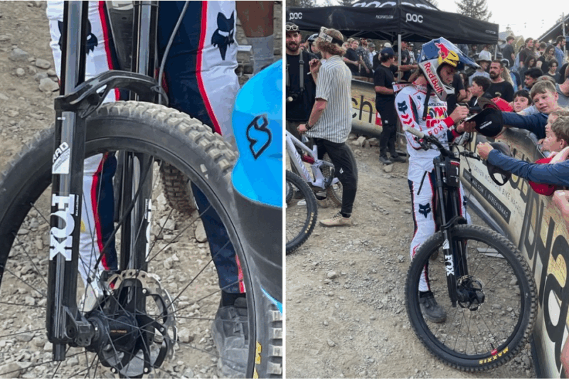 Shimano Gravity Brake, Fox 40 & Maxxis Tire Prototypes Spotted on Jackson Goldstone’s Crankworx Bike