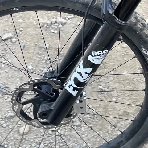 Side shot of the unmarked brake caliper on jackson Goldstone's bike