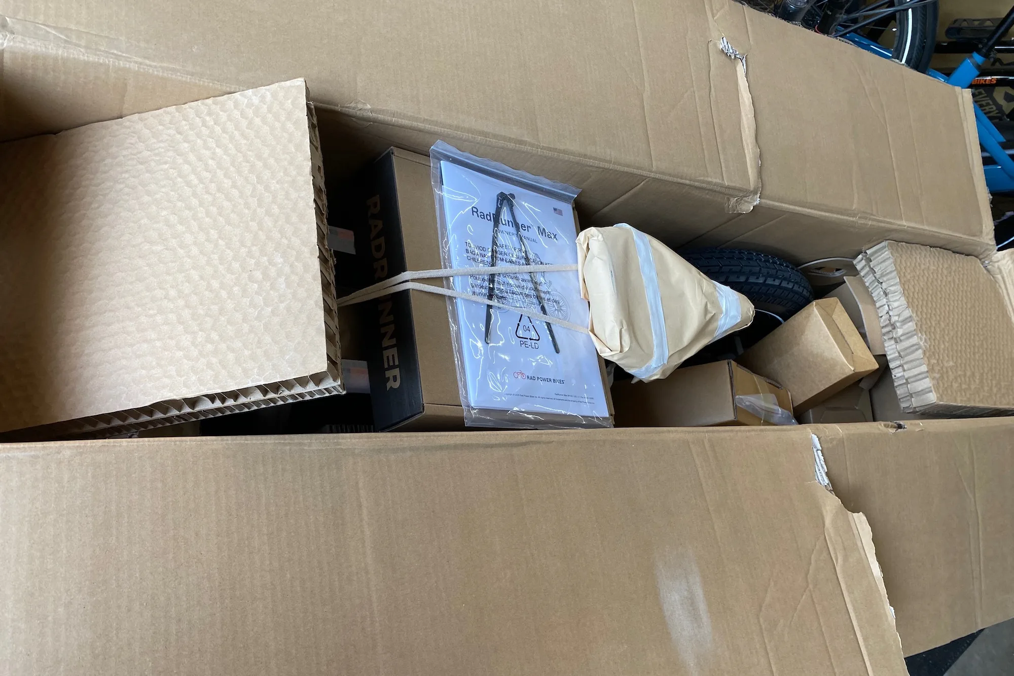 The RadRunner Max in the box before assembly