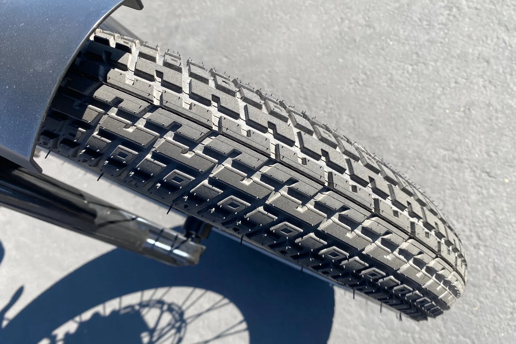 Detail shot of the tire tread on the tires of the RadRunner