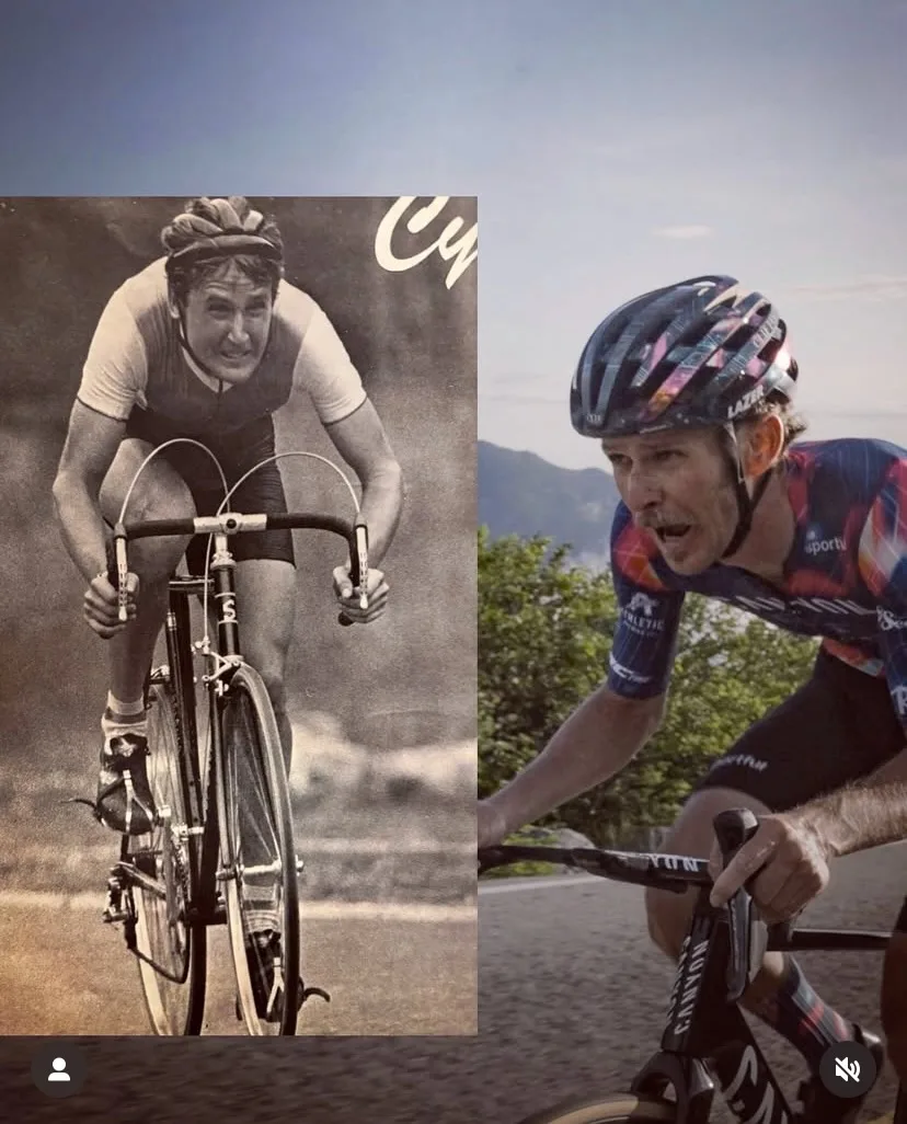 creenshot from Pete's instagram with an image of his dad and him climbing