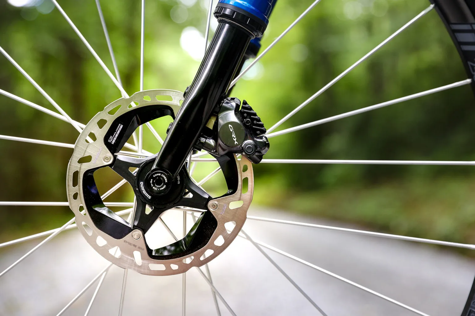 front brake closeup on 2025 cane creek pisgah project raffle gravel bike.