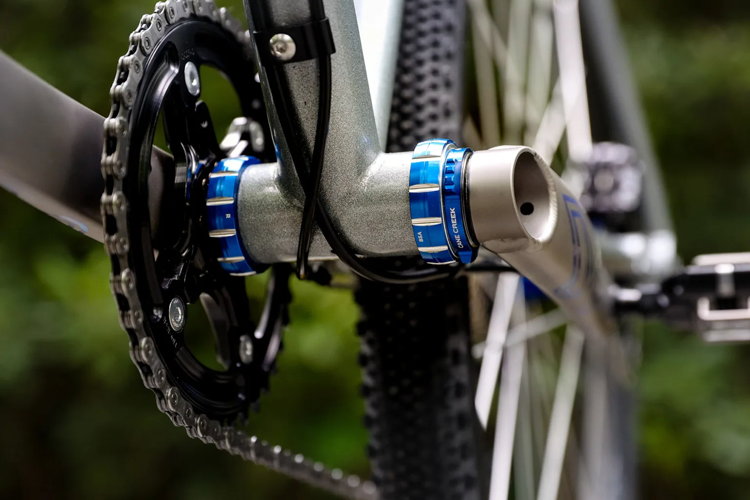bottom bracket closeup on 2025 cane creek pisgah project raffle gravel bike.