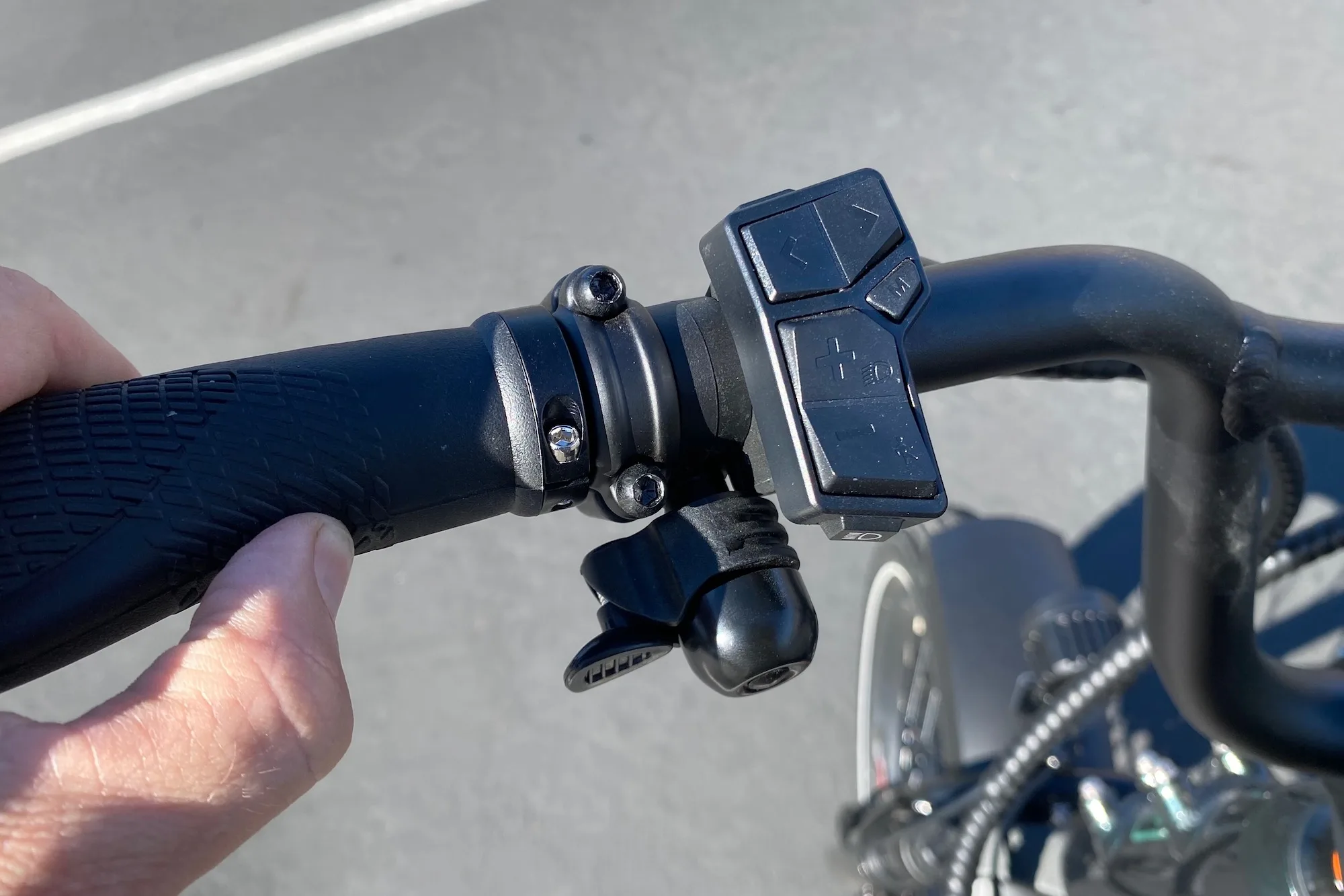 the handlebar controls on the RadRunner Max