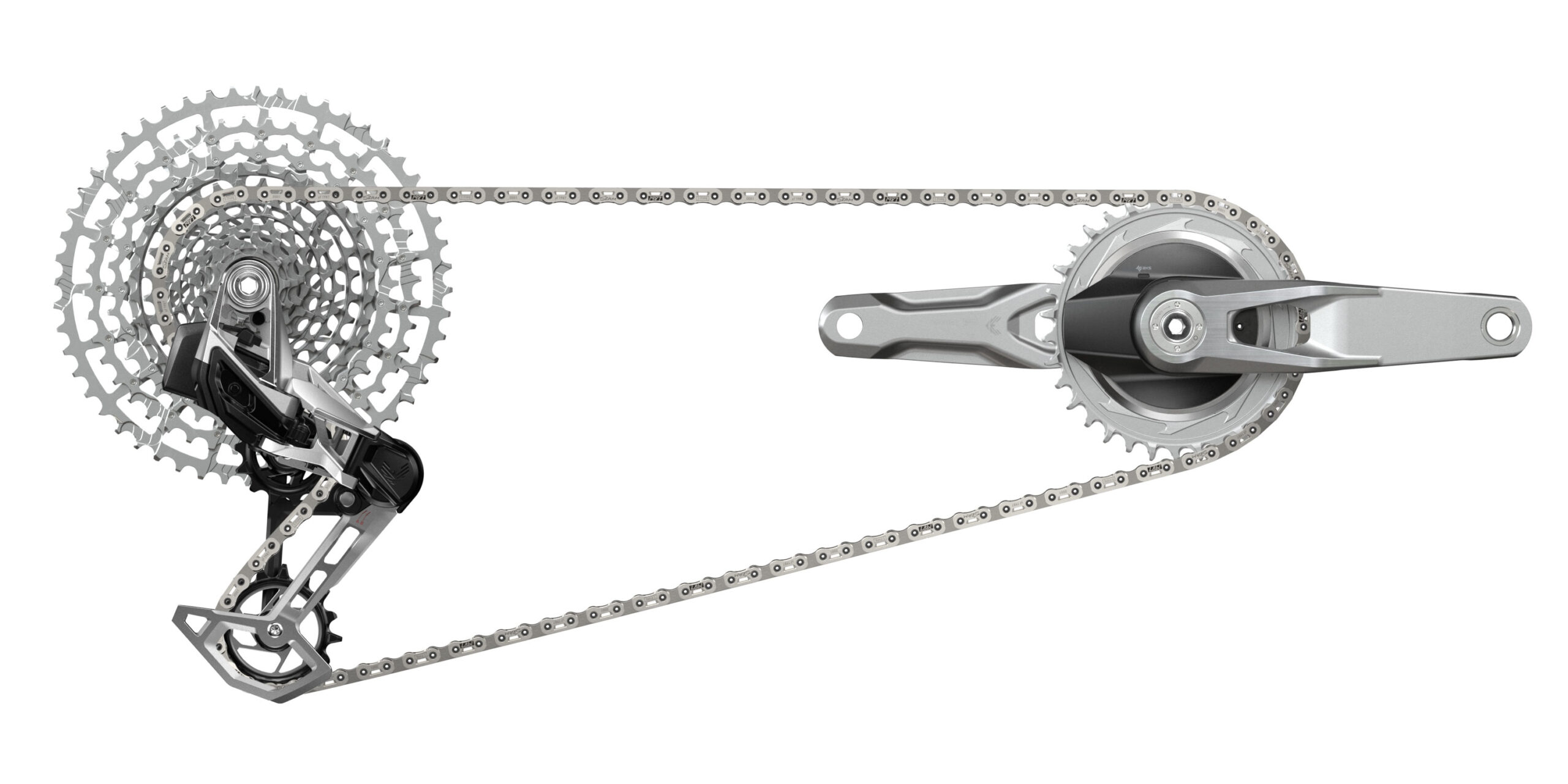 Limited Edition SRAM 1987 Eagle Transmission, shiny silver wireless AXS MTB groupset, complete
