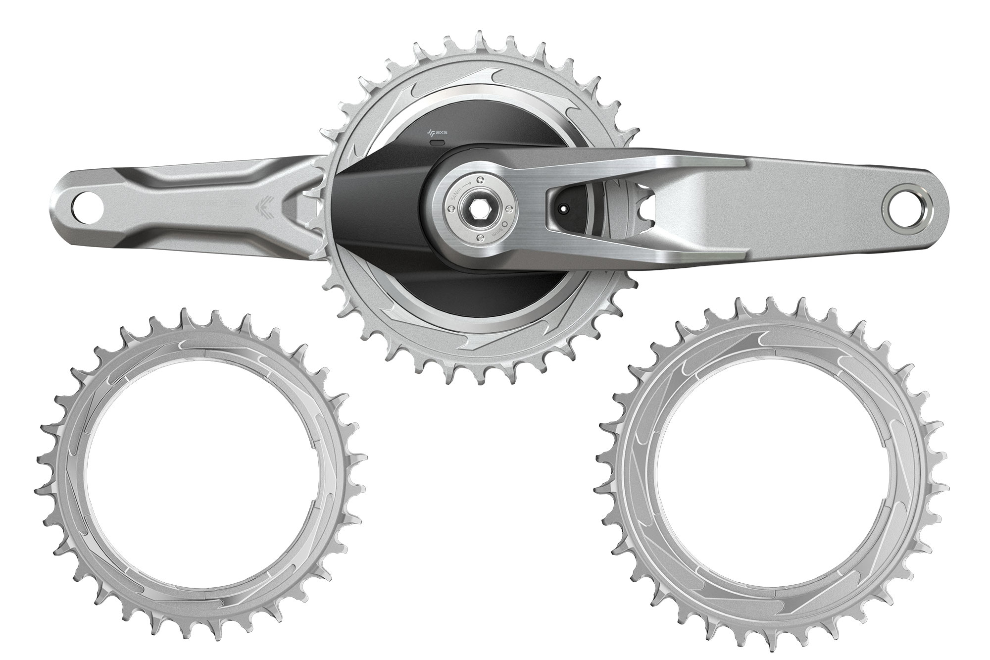 Limited Edition SRAM 1987 Eagle Transmission, shiny silver wireless AXS MTB groupset, powermeter cranks