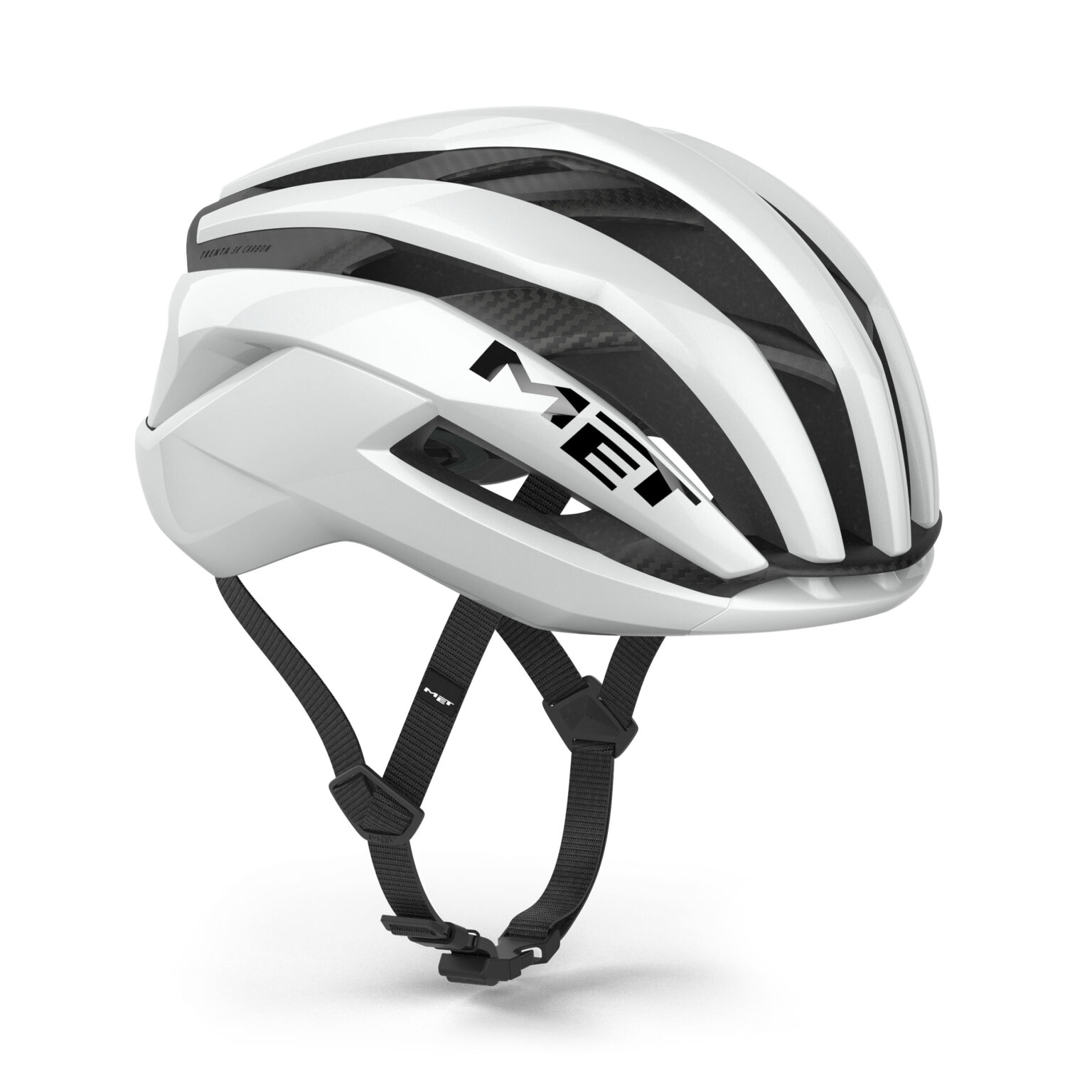 2025 MET Trenta 3K Carbon MIPS vented road helmet, angled side
