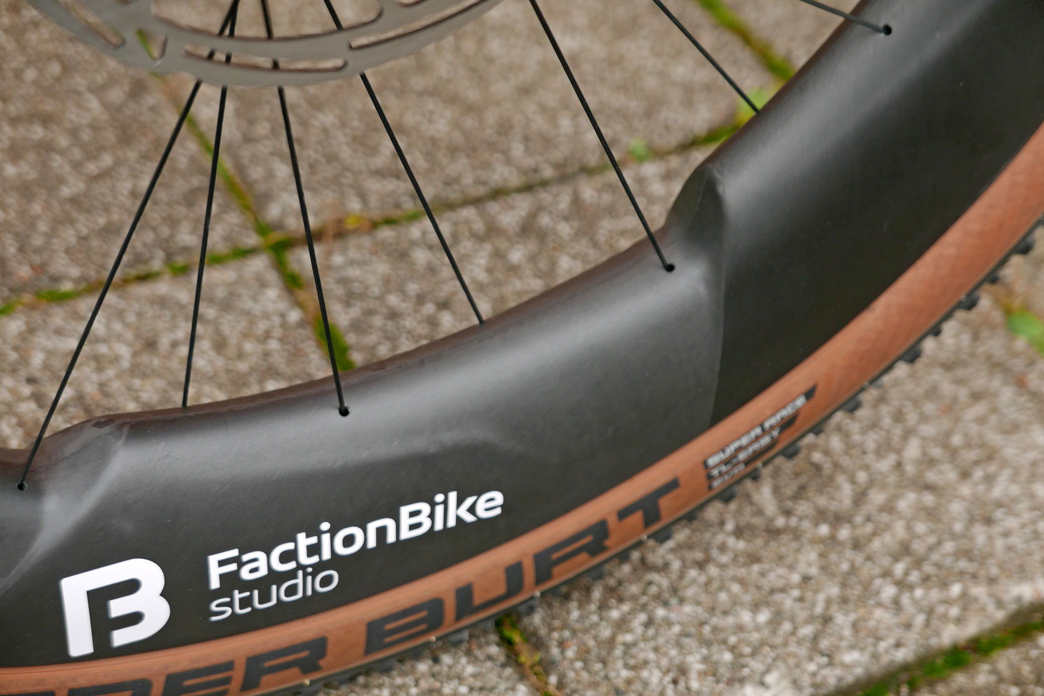 Dangerholm + FactionBike Studio LX Lab prototype ultra-wide aero carbon gravel wheel concept, rim up close