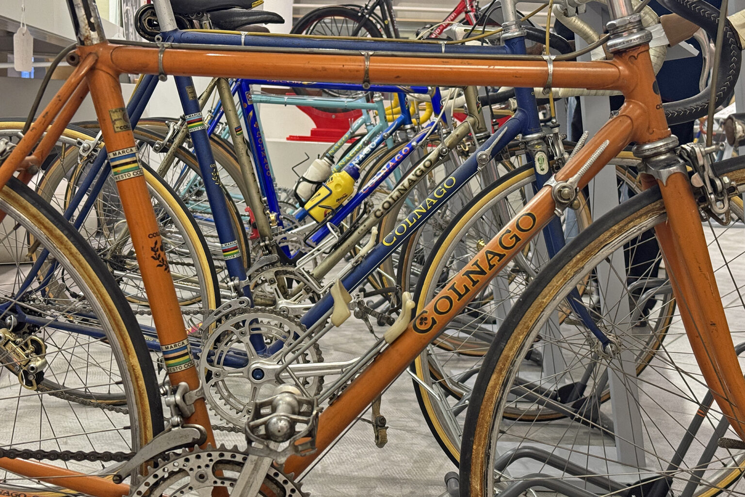 Ghisallo Museum: rows of old steel Colnagos