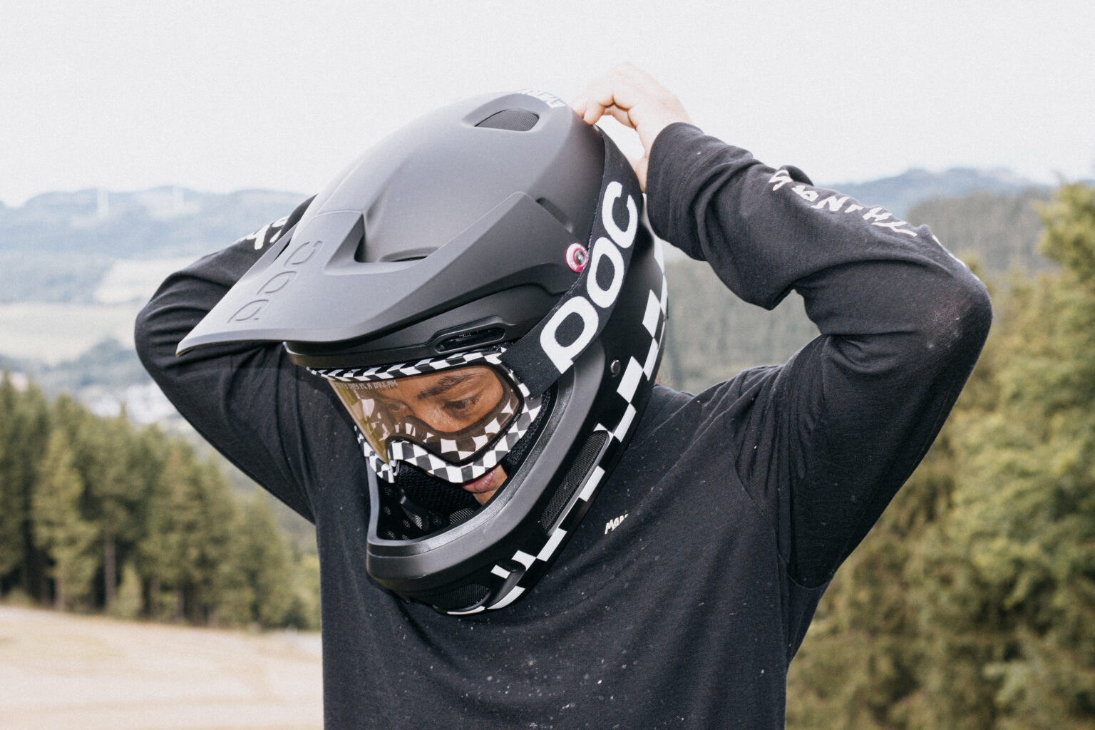 Robin adjusting the goggle strap