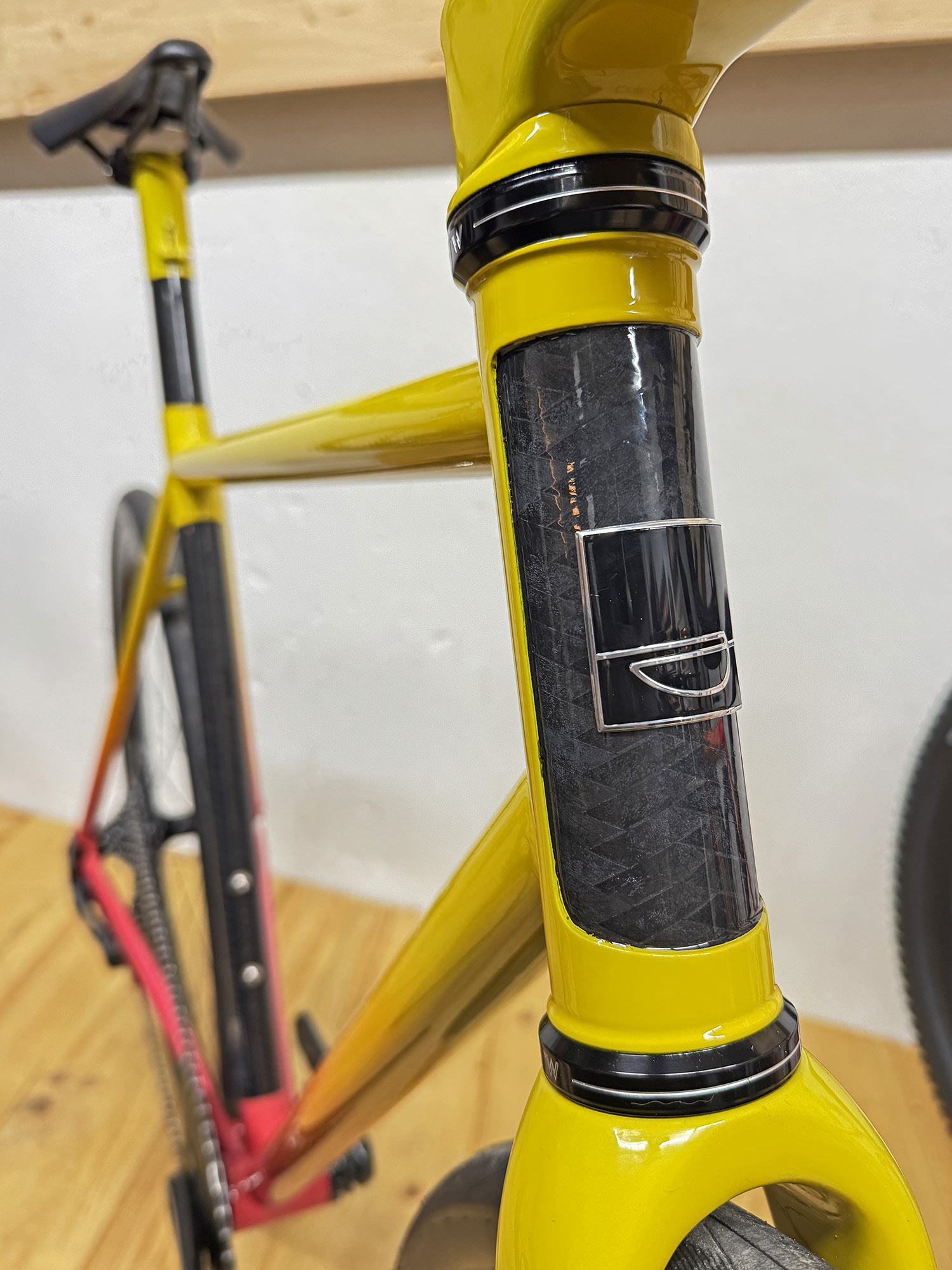 Sour Carbon Crush prototype steel & carbon road bike, headtube