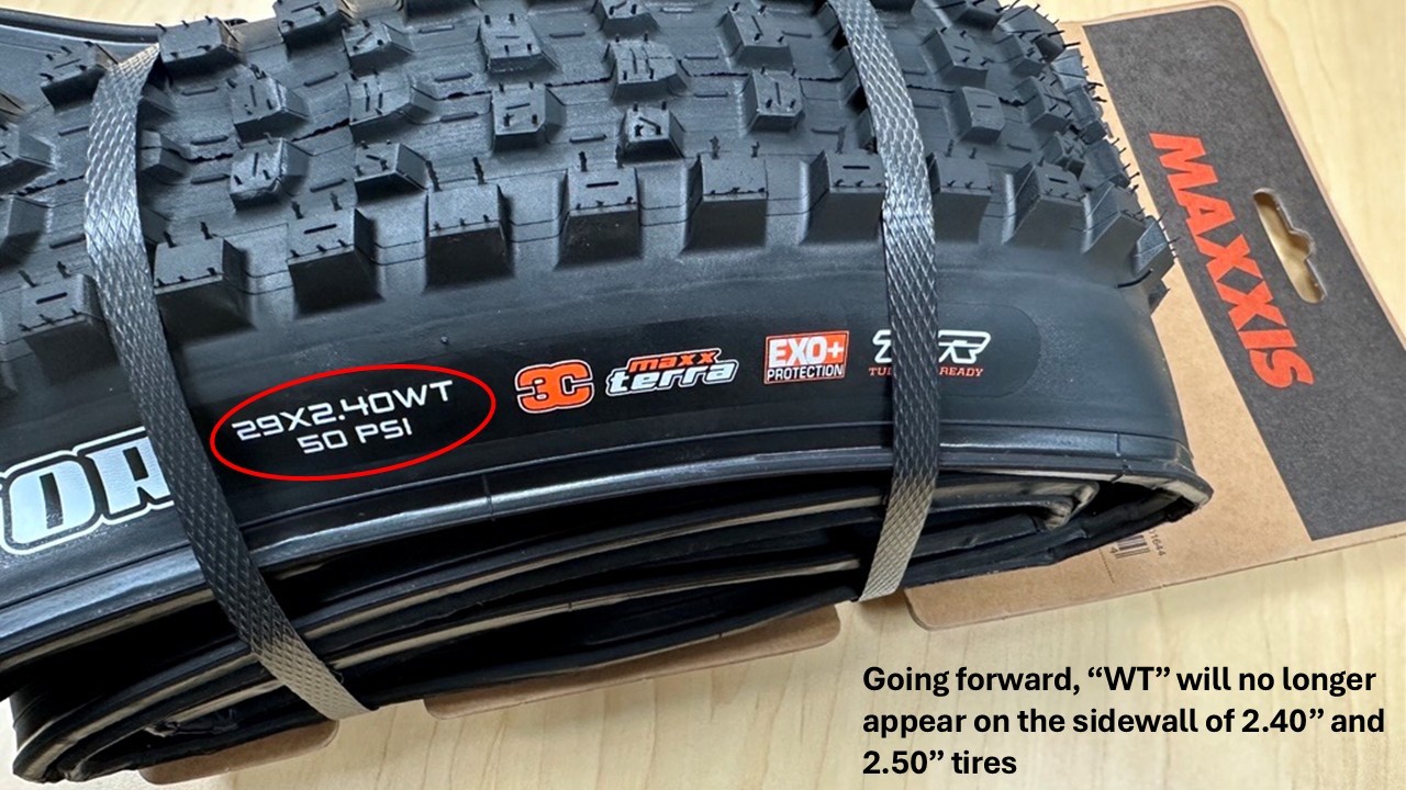 Image of a Maxxis hot patch with the WT on the label