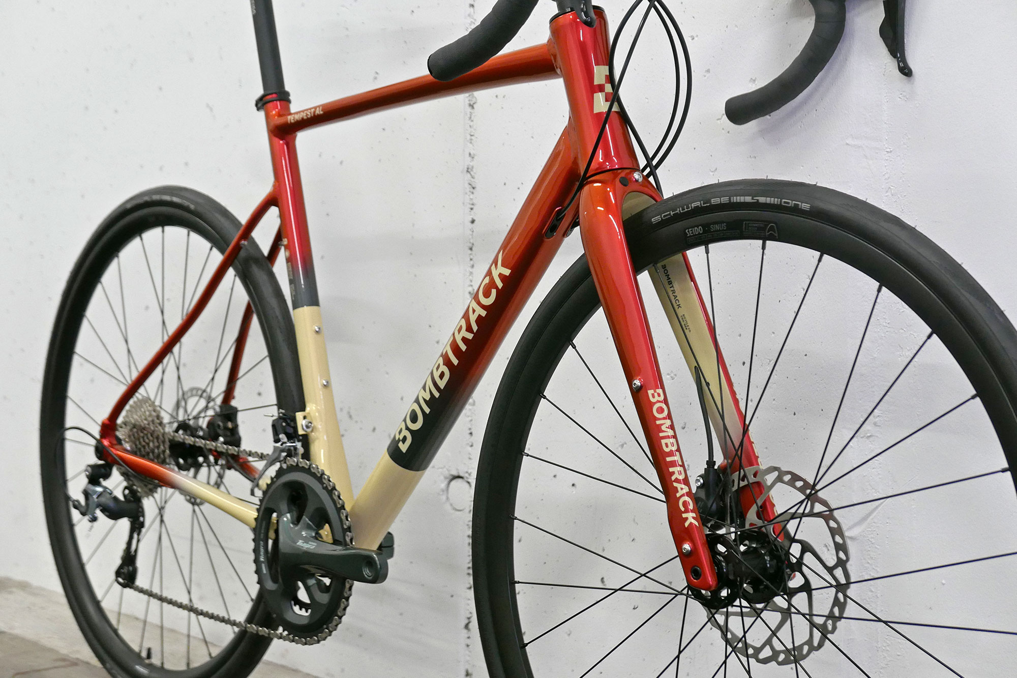 Bombtrack Tempest AL affordable alloy all-road bike, angled