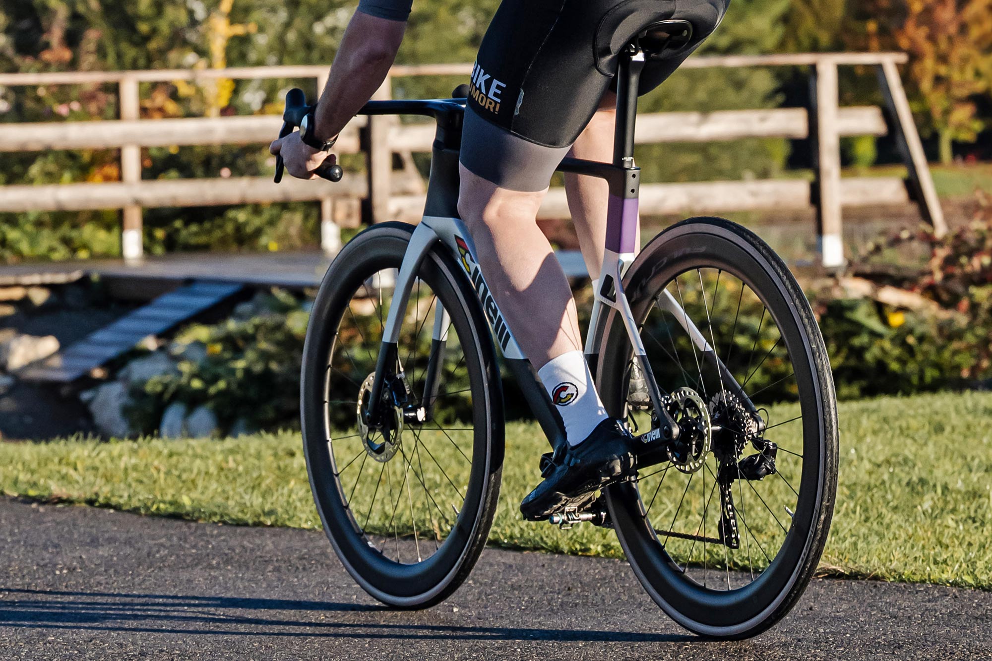 2026 Cinelli Aeroscoop aero carbon road bike, riding the Vittoria Park test track