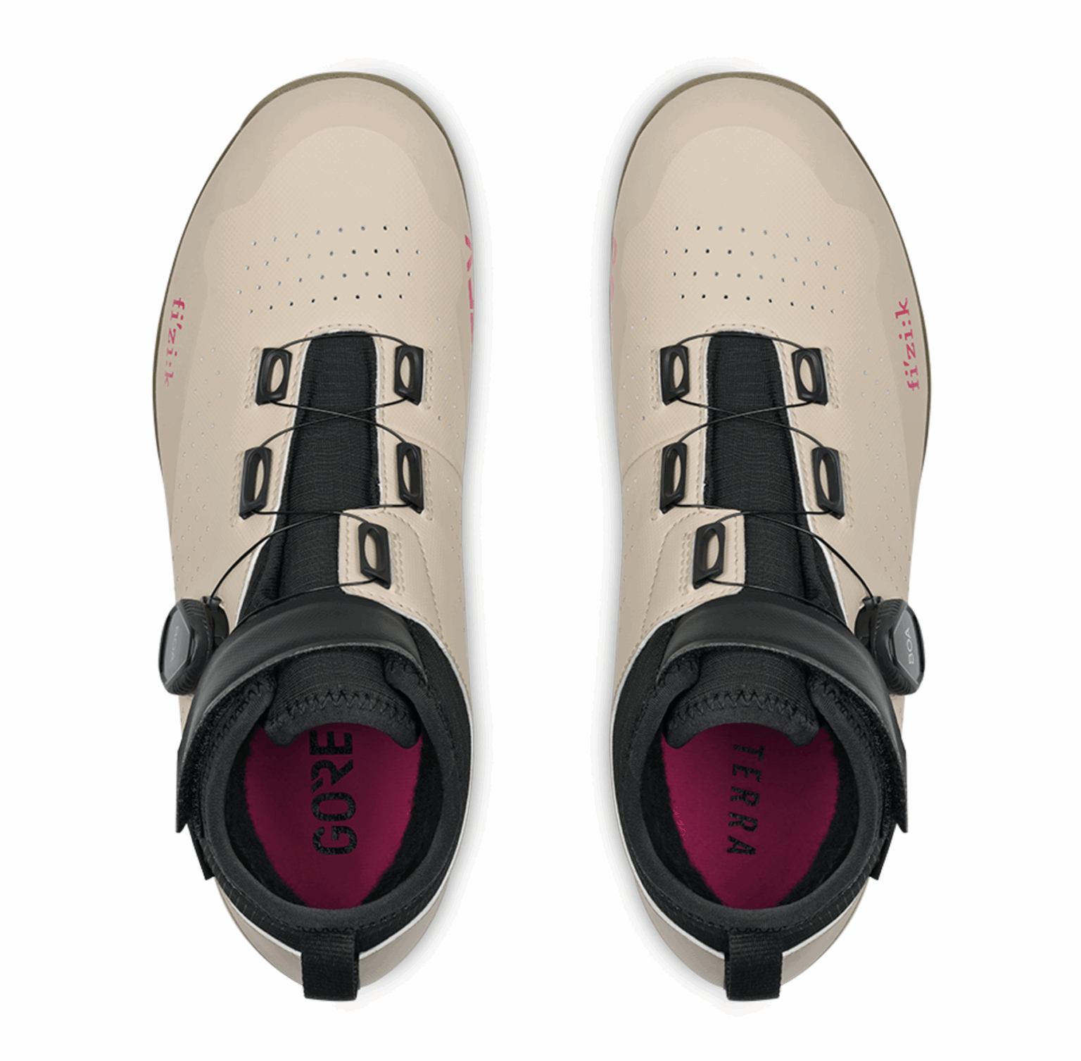 Studio image of the top of the Fizik Terra Artica Desert Black 