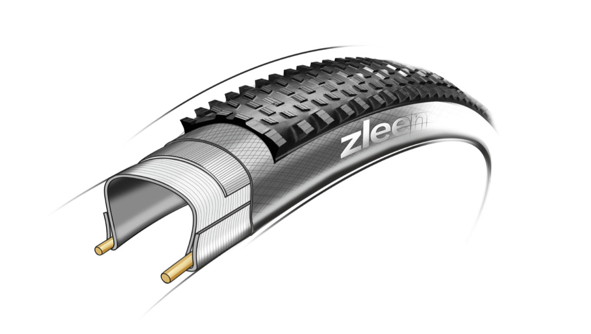 Zleen Racerunner Radical innovative radial XC MTB mountain bike tire, cutaway drawing