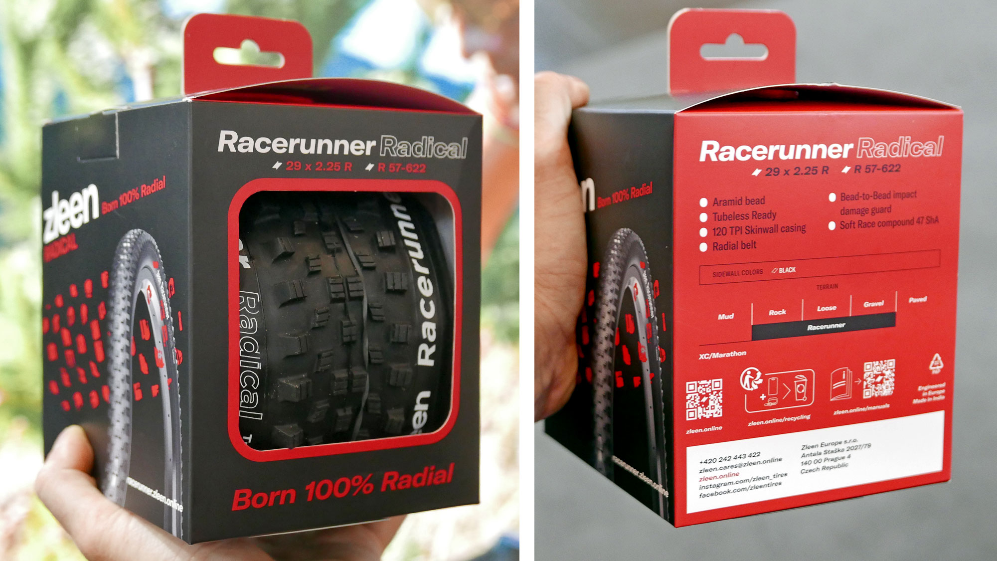 Zleen Racerunner Radical innovative radial XC MTB mountain bike tire, packaging