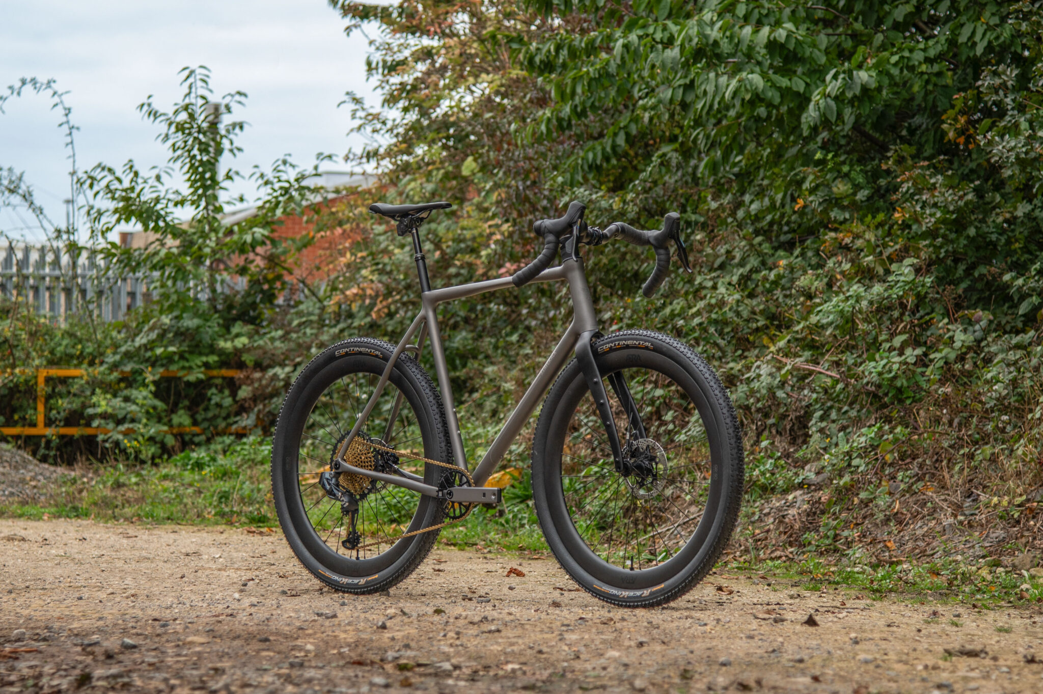 J Laverack GRIT 57 monster gravel bike shown from front angle.