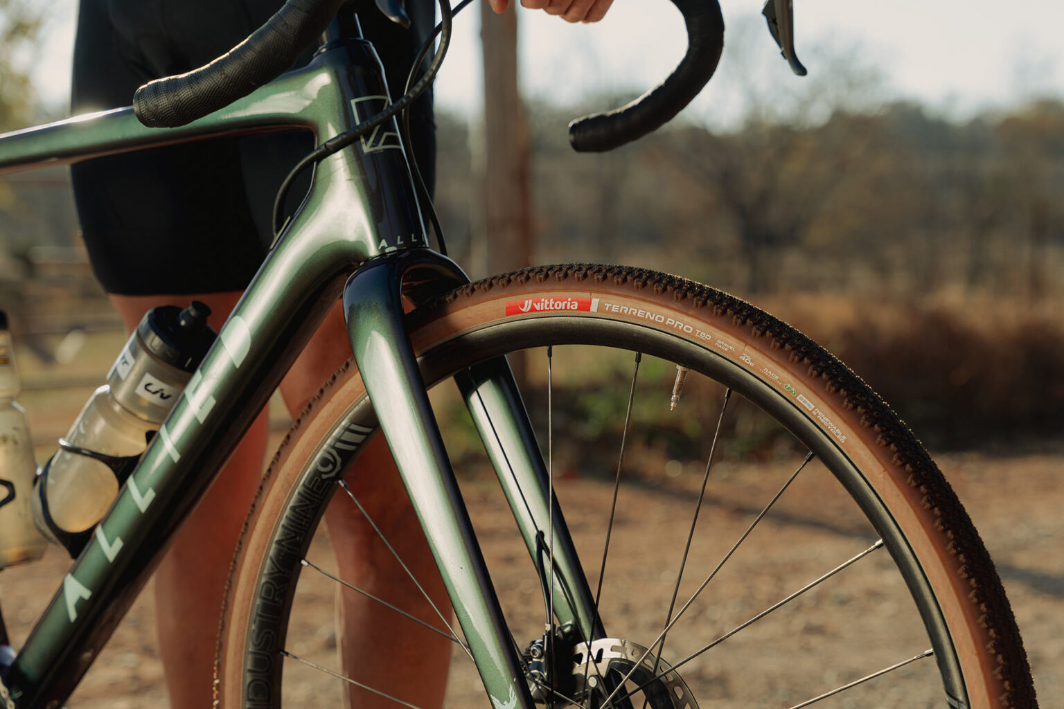 new vittoria terreno pro gravel bike tires on a bike.