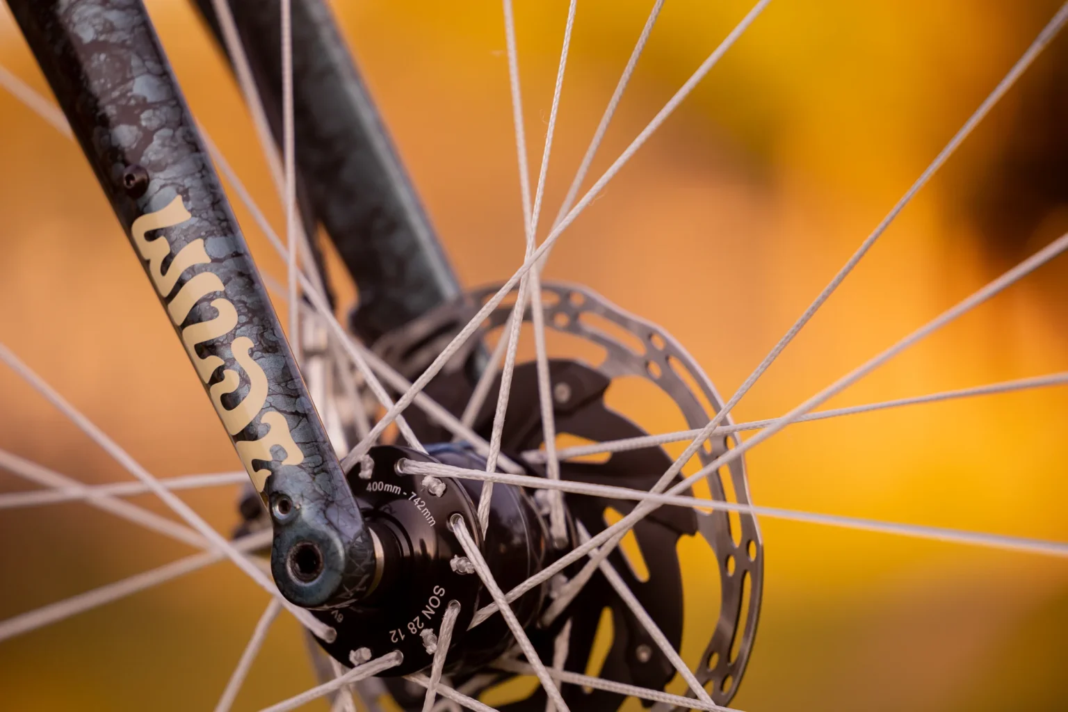 closeup details of wilde heighliner titanium gravel race bike.