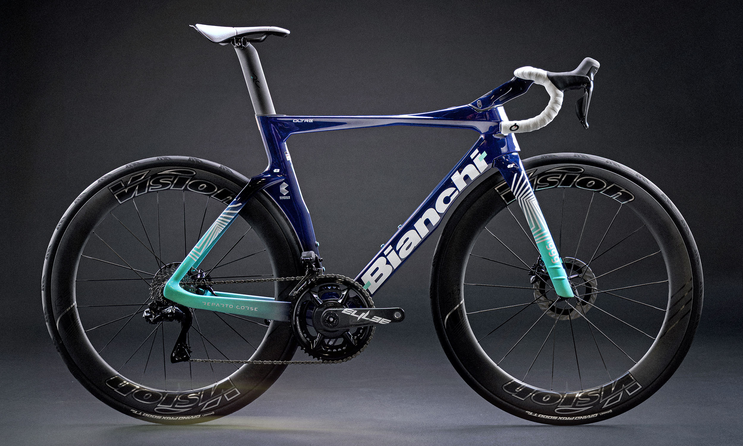 2026 Bianchi Oltre RC Team Bahrain Victorious aero road bike