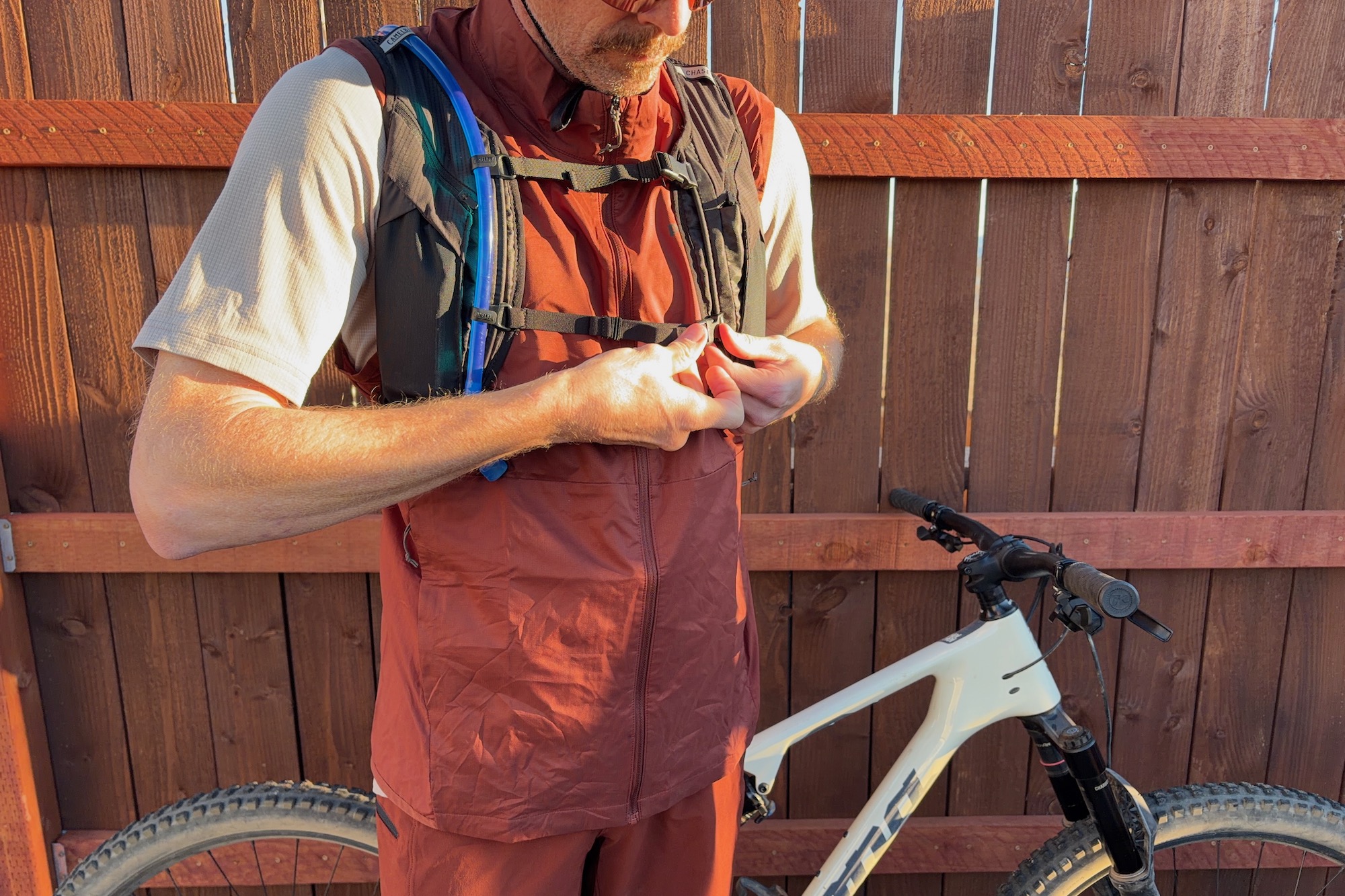 Adjusting the straps and buckles on the Chase Race 4 vest