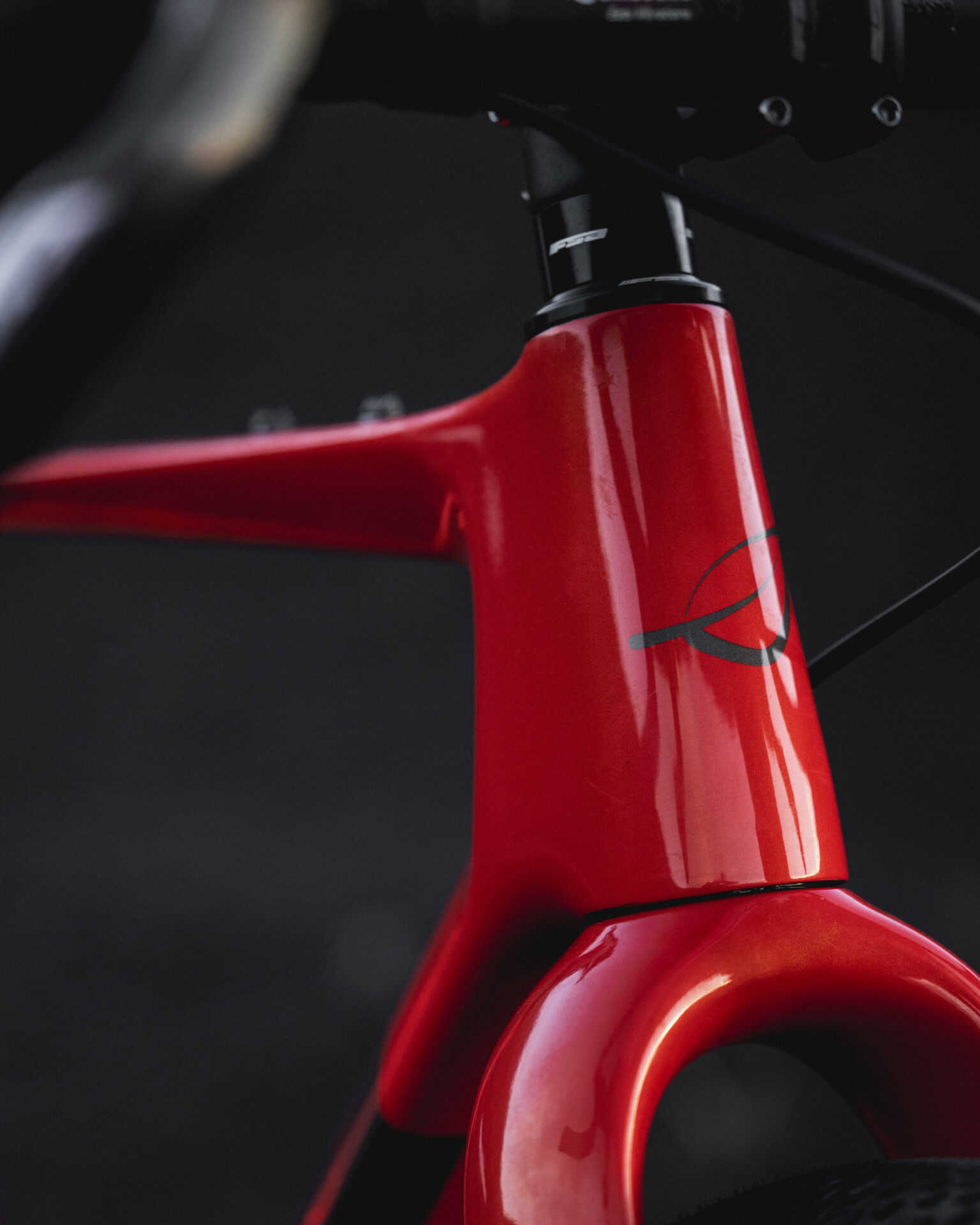 closeup of new kvika red color for lauf seigla gravel bike.